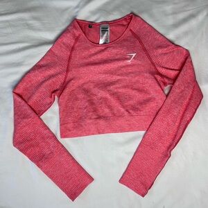 Never worn GymShark long sleeve, bodycon, coral pink work out crop top